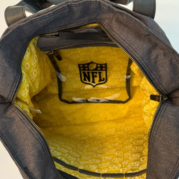 NFL Super Bowl 50 Travel Computer Bag Grey Yellow Denver Broncos Panthers - Picture 6 of 14